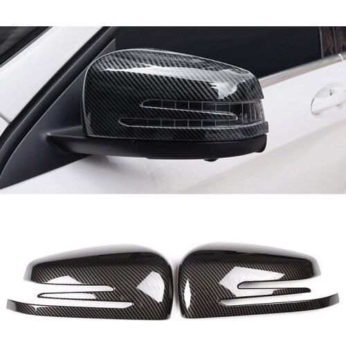 2pcs ABS Chrome Carbon Fiber Side Door Rearview Mirror Cap Cover Trim For Mercedes Benz A CLA GLA GLK Class W176 W117 X156 X204