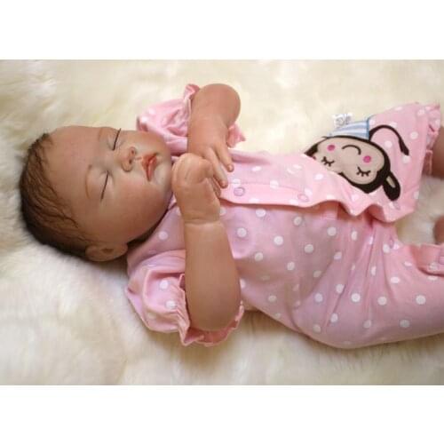 Sudoll About 20" Handmade Lifelike Newborn Baby Doll Reborn Soft Silicone Vinyl Close Eyes Doll Christmas Gift