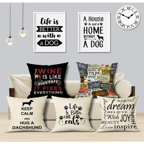 Letter Cotton Linen Throw Pillow Cushion Cover Style Custom Gift Lovely Car Home Decoration Sofa Decor Decorative Pillow Case