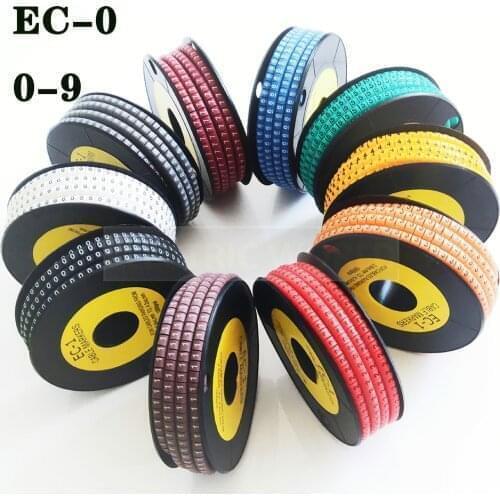 Cable marker label EC-0 1000pcs Wire Marker Number 0 to 9 Cable Size 1.5 sqmm mix Colored PVC cable markers insulation marker