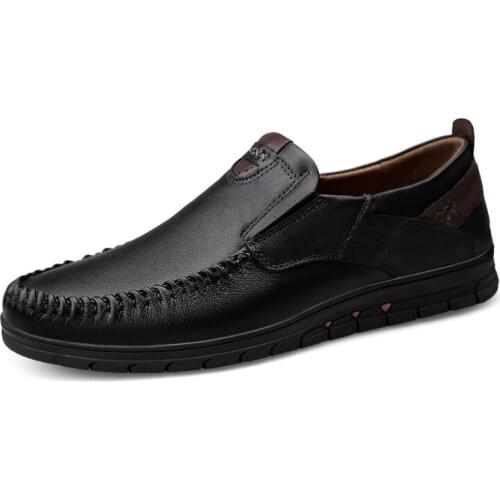 Mens Casual Shoes Lok Fu Leather Shoes Spring Casual Shoes Top Layer Cowhide Large Size 45 Designer Shoes Men Loafers Zapatos