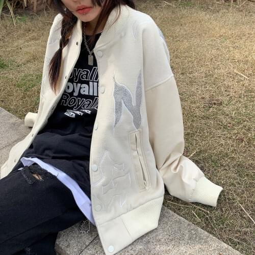 New Retro Woman Jacket Hip-hop Street Jackets for Women Winter Harajuku Baseball Korean Coats Women Diamond Winter Clothes Women