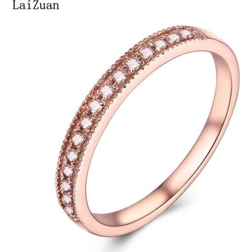 10K Rose Gold Pave Setting 0.2CT Natural Diamond Band Engagement & Wedding Ring