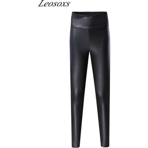 Sexy Push Up Slim Pants Spring Autumn Winter Soft PU Leather Pant Women Warm Stretch Skinny Trousers Pencil Leather Leggings tra