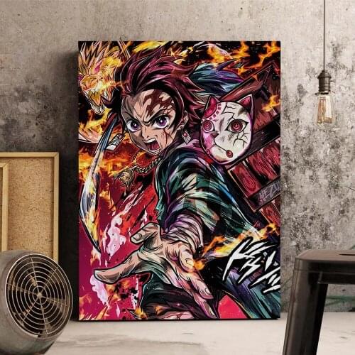 Hd Anime Demon Killer Wall Art Poster Nordic Picture Demon Killer Canvas Home Interior Decoration Wall Art Frameless Painting