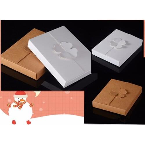 20pcs/lot 16*12.6*2.5cm Kraft Paper Gift Boxes Cake knife and fork Packing Box DIY Handmade blank Favor Clover Paper Boxes