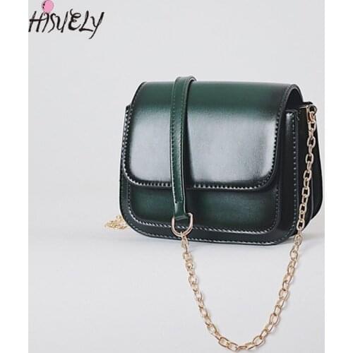 HISUELY Casual Small Shoulder Bag for Women Messenger Bags Ladies PU Leather Handbag Purse Chain Female Crossbody Bag 2021 Q4