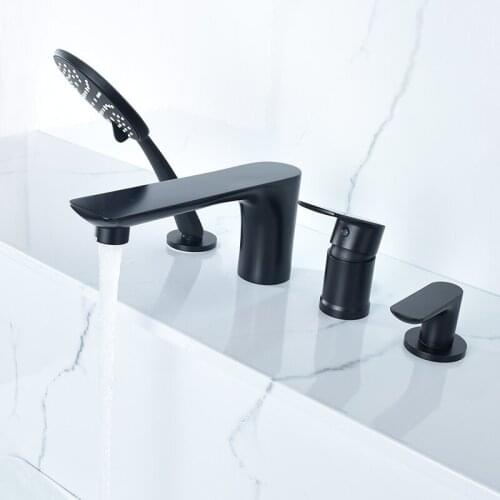 Matte Black Cold Hot Water Brass Massage Bathtub Faucet Bathroom Shower System Faucet Mixer Shower Room Mixing Valve Tap