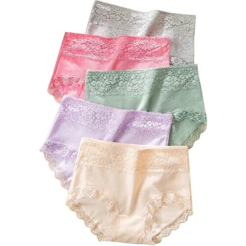 ATOXY High Waist Women Panties Soft Cotton Seamless Sexy Lace Comfort Underwear Body Shaper Female Breathable Lingerie 10Pcs/Set