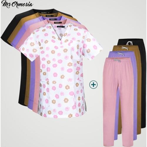 New fashion nursing ladies cotton breathable scrub uniform uniform shirt laboratory pet shop work uniform wholesale Custom logo