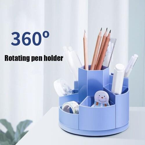 360°Degree Rotating Pen Holder Creative Fashion Stationery Student Children Pen Storage Box Personality Simple Office Supplies