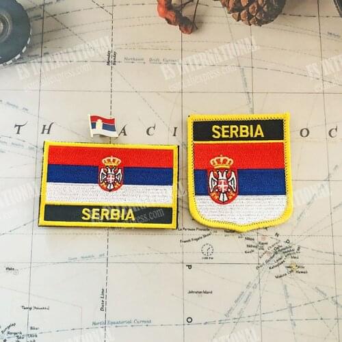 National Flag Embroidery Patches and Metal Flag Lapel Pin SERBIA