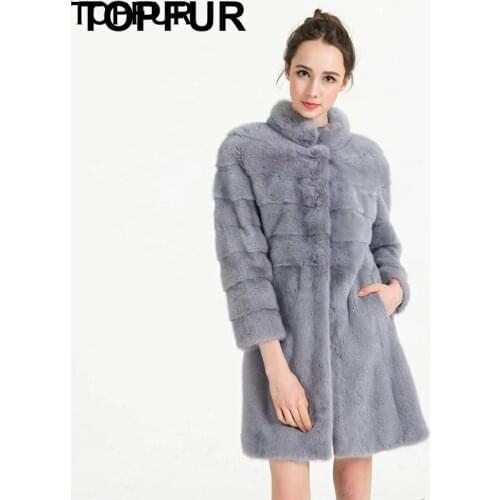 TOPFUR New Fashion Winter Female Basic Jackets Real Mink Fur Coat For Women Natural Mink Fur Black Short Outerwear & Coats