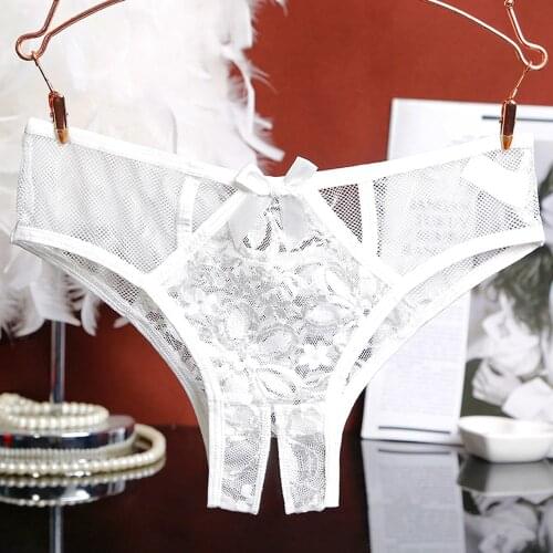 Womens Sexy Lace Crotchless Stretch Ladies Open Crotch Panties Briefs Knickers Sexy Panties For Women Briefs Underwear Plus Size