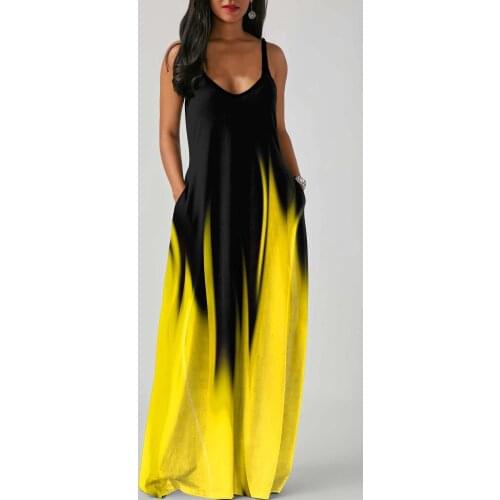 Rainbow Flower Print Long Maxi Dress Sleeveless Women Summer Plus Size Sexy V-Neck Suspender Boho Beach Dress vestido de verano