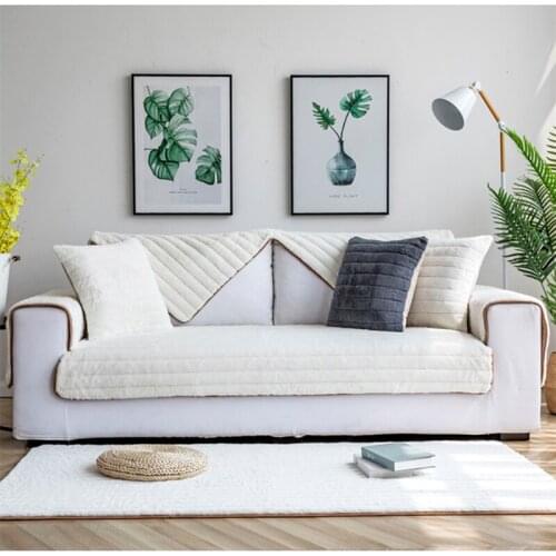Winter sofa cushion Nordic simple modern four seasons universal plush sofa cover towel slip all-inclusive living room