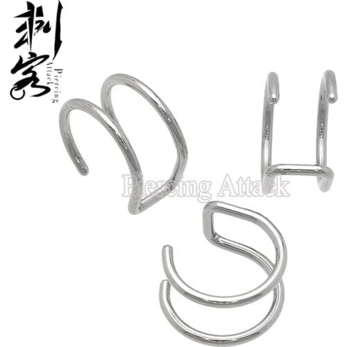 316L Surgical Steel Double Hoop Cartilage Clip On Ear Cartilage Jewelry 1.6*10mm Lot of 20pcs