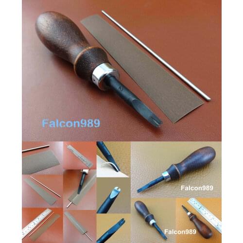 1pc 1mm Leather Craft Edge Beveller Edger Skiving Skiver + Sharpener Tool Set - Sewing Stitching Carving Stamping Knife Cutter