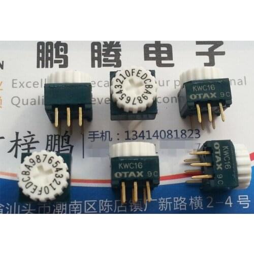 1PCS Japan OTAX KWC16 0-F/16 bit rotary dial code switch coding switch positive code belt wheel 3:3 pin position