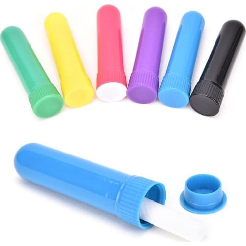 12Pcs/set Essential Colored Plastic Blank Nasal Aromatherapy Inhalers Tubes Sticks Nasal Container With Wicks For Oil Nose