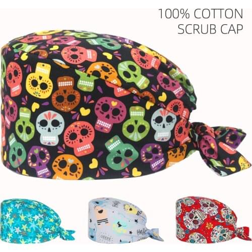 2021 Scrub Cap Adjustable Beauty Shop Dental Clinic Nursing Caps gorros quirurgicos mujer Anime Print Surgicals Hats Wholesale