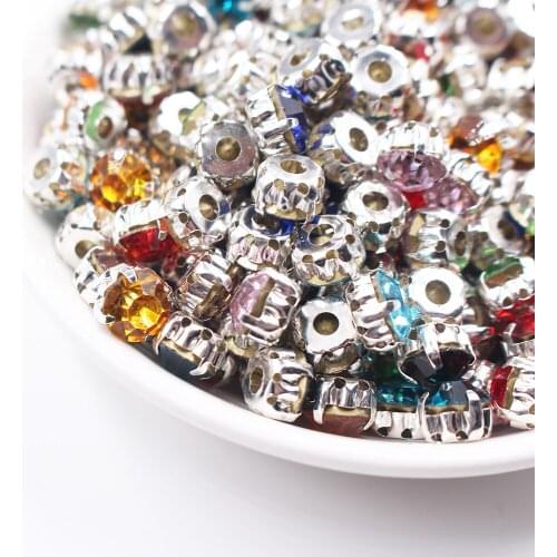 4-8mm All Colors Silver Claws Sew On Round Rhinestones For Needlework DIY Glass Crystal Stones Clothes Wedding Dress Crafts