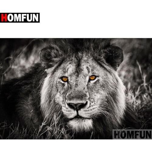 HOMFUN Full Square/Round Drill 5D DIY Diamond Painting "Animal lion" Embroidery Cross Stitch 3D Home Decor Gift A17499