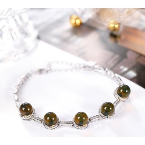 Bastiee 925 Sterling Silver Bracelet For Women jewelry Mexican Amber Charms Hmong Luxury Wedding Bracelets Natutral Stone Beads