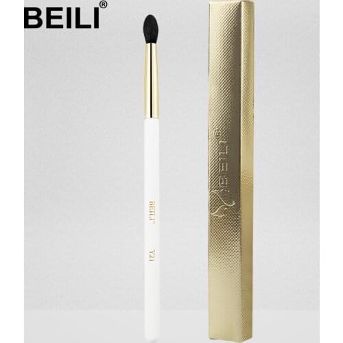 BEILI luxury Single Makeup Brush Y21 XGF Goat Hair Tampered blending smokey eyeshadow Pearl White Handle golden ferrule new