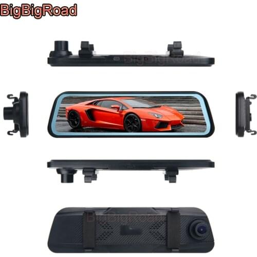 BigBigRoad Car DVR Dash Camera IPS Screen Stream RearView Mirror For Volkswagen Polo Phideon PHEV Lamando Lavida Passat B5 B6