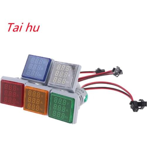 Digital 3in1 22mm Voltage Indicator AC Ammeter Voltmeter Hz Current LED Meter Tester Signal Lights AC 60-500V colorful