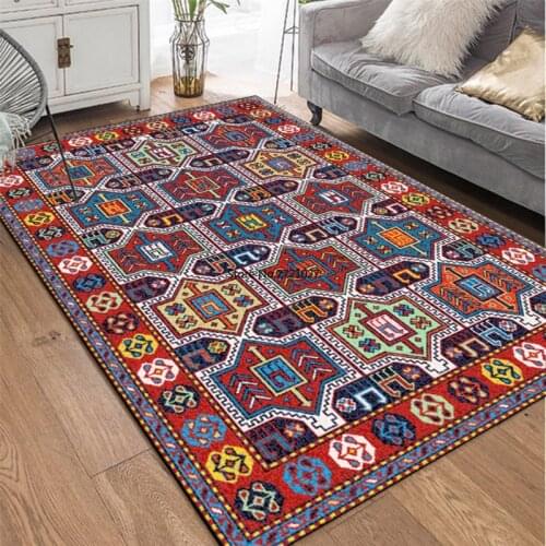 Geometric Printed Bohemian Carpet Bedroom Carpet Moroccan Ethnic Style Carpet Living Room Bathroom Washable Floor Mats