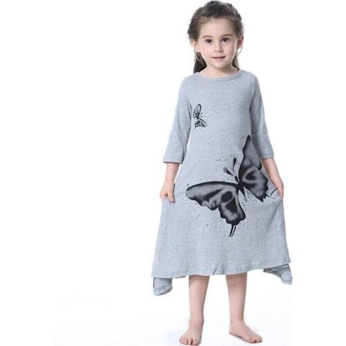 Childrens Casual Dresses Girls Autumn Cartoon Print Loose Dress Princess Long Sleeve Dress for Kids Clothes