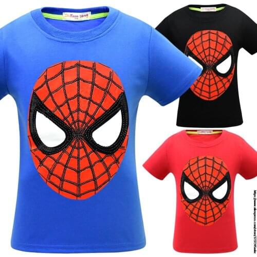 Disney Superhero Avengers Summer Boys Cute Cartoon Print T Shirt Children Baby Cotton Short Sleeve SpiderMan T-shirt Tees Tops