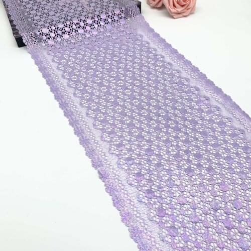 3y/lot Width 8 5/8" 22cm Purple With Foil Stretch Lace Trim For Clothing Accessory Dress Sewing Applique Costume Lace Fabric