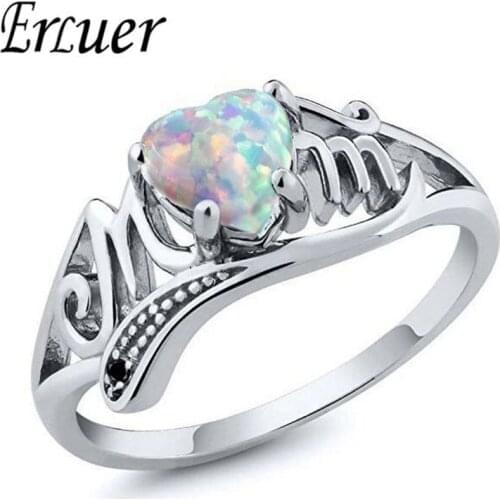ERLUER Fashion Silver color Rings For Women Finger Mixed Opals Color Crystal Birthday Trendy Gift Give Mom Mothers Day Ring