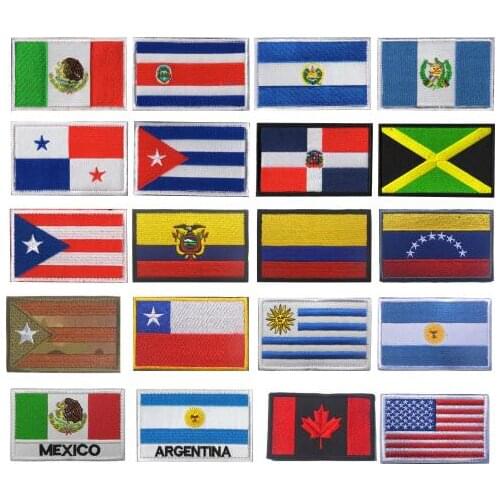 Creatrill America Country Flags Mexico Puerto Rico Argentina United States Canada Brazil El Salvador Embroidered Patches Badges