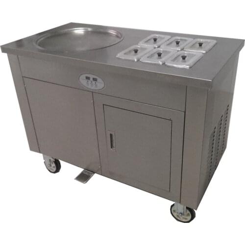 Customized defrost by pedal plate with 6 cooling food tanks hot sale fried ice cream machine 110v/220v