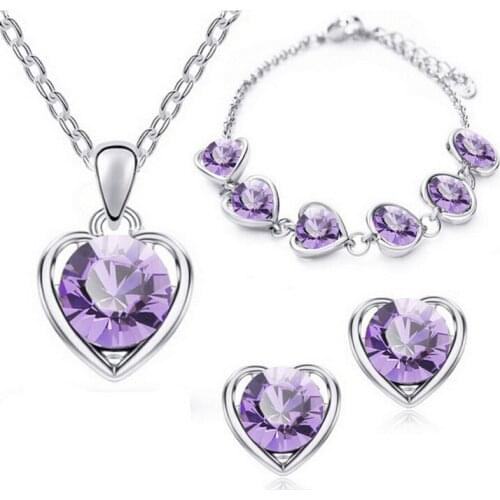 Exquisite Water Drops Italian Crystal Bridal Wedding Jewelry Set 925 Sterling Silver Necklace Earrings Bracelet Set Gift s027