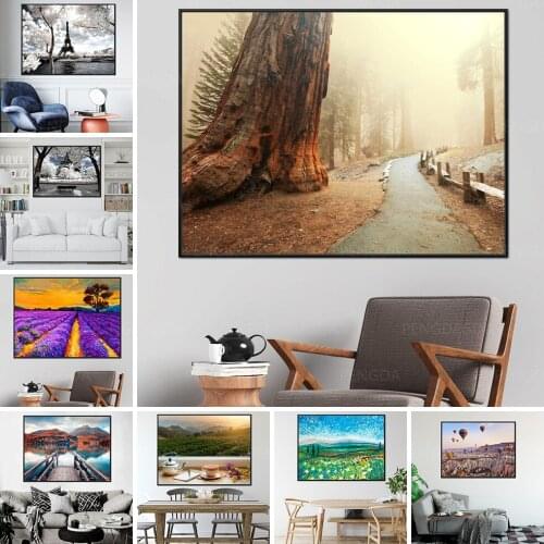 Printed Natural Scenery Flower Sea Mountain Canvas Painting Home Decor Wall Art Landscape Pictures Modern Bedroom Modular Poster