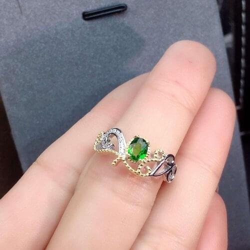 KJJEAXCMY fine jewelry natural Diopside 925 sterling silver adjustable women ring support test exquisite