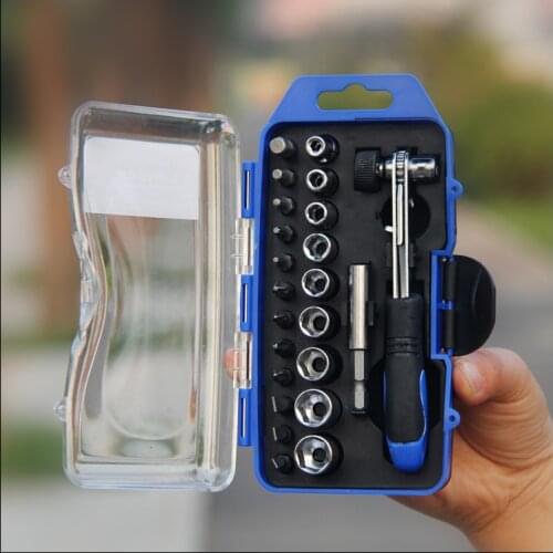 23 sets of ratchet wrench socket combination tool household / DIY repair kit machine disassembly auto repair machine repair