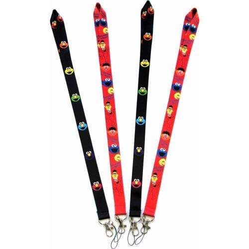 Hot Sales 30 Pieces/lot High Quality Cartoon Anime Sesame Street Keychains Lanyard Cute Mobile Phone Strap ID Card Badge Holder