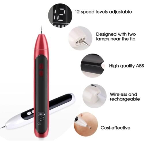 12 Level Skin Spot Tattoo Removal Pen Moles Wart Plasma Remover Needle Light Device Freckle Tag Dark Age Cleaner with LED Shot