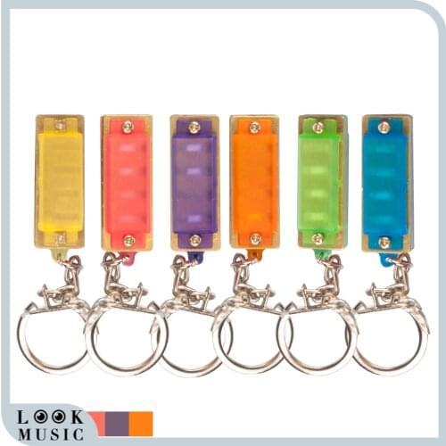 Mini Harmonica 4-Hole Blues Harmonica C Key Gift Harmonica Mouth Organ Key Chain & Necklace Naomi Harmonica Educational Toy Gift