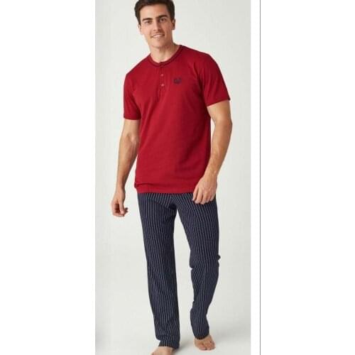 Mode Collection 100% Cotton Under-Striped Mens Pajamas Set