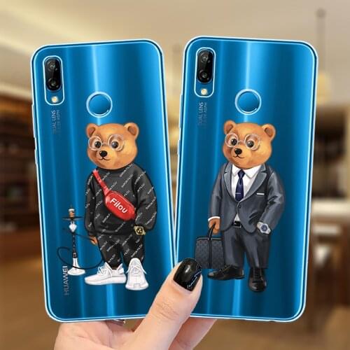 Cute Bear Fashion Brand Soft Phone Case For Capa Huawei P10 P20 P30 P40 Lite E Pro P30Lite Mate 20 Transparent Silicone Cover