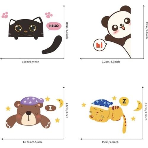 Cartoon Animal Switch Sticker Kids Room Wall Decor On-Off Switch PVC Stickers
