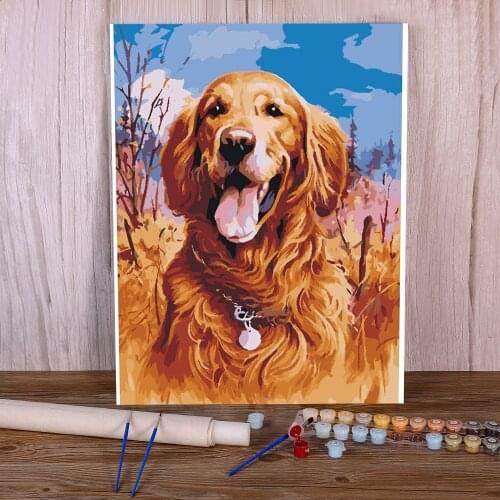 Animal Golden Retriever Paint By Numbers Kit Acrylic Paints 50*70 Painting On Canvas Loft Picture Crafts For Adults Art