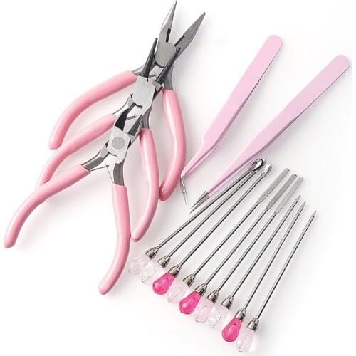 8-piece Set Of Manual Pliers Without Teeth Round Diagonal Cutting Pliers Hardware Tools Mini Pink Pliers DIY Tools